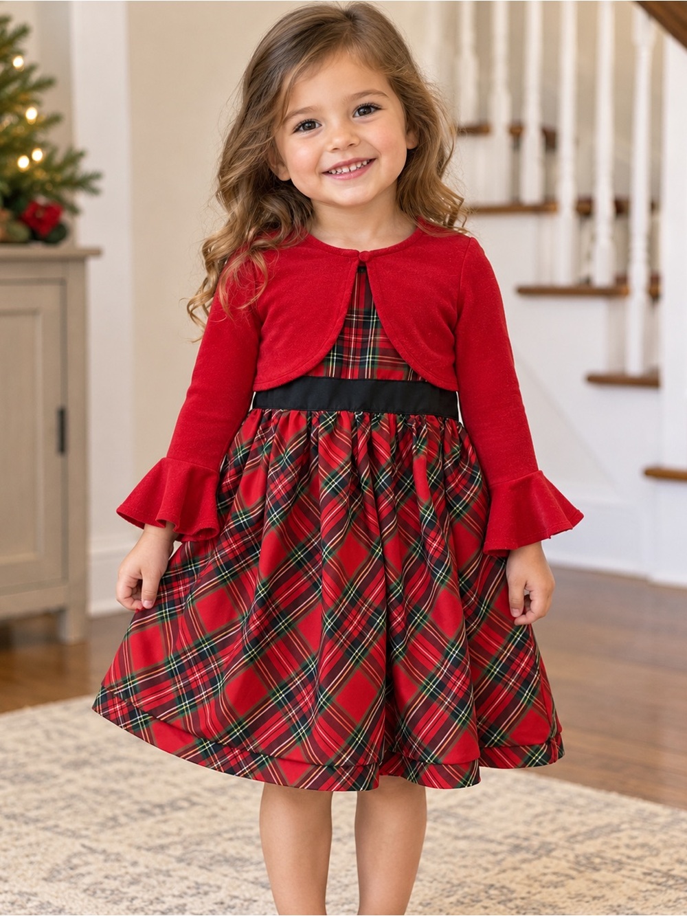 Oshkosh Red Plaid Dress / Iris & Ivy Cardigan – Size 3T